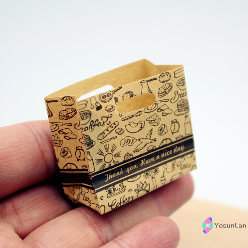 Yosunlan] 2 ชิ้น 1/12 Dollhouse Mini Empty Bread Bag Cow Paper Bag Model Dollhouse Food Packaging Bags Dolls House Accessories ใหม่