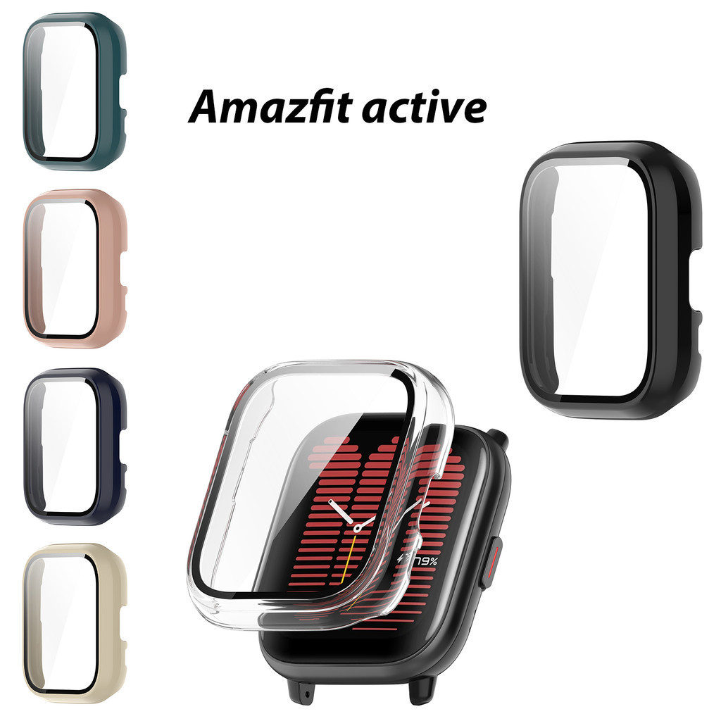 เคสพีซีแบบแข็งบางพิเศษกระจกเทมเปอร์ปกป้องหน้าจอฝาครอบป้องกันสําหรับ Huami Amazfit Active