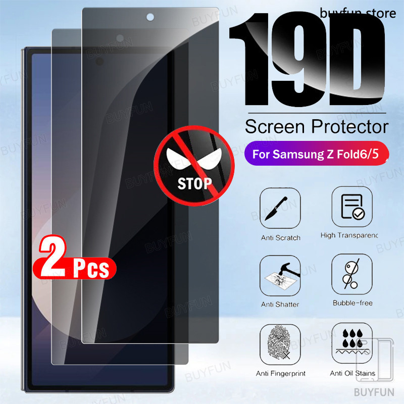 2pieces For Samsung Galaxy Z Fold 6 5 zfold6 fold6 5G Privacy Tempered Glass Protective Film Anti Spy Screen Film small screen film