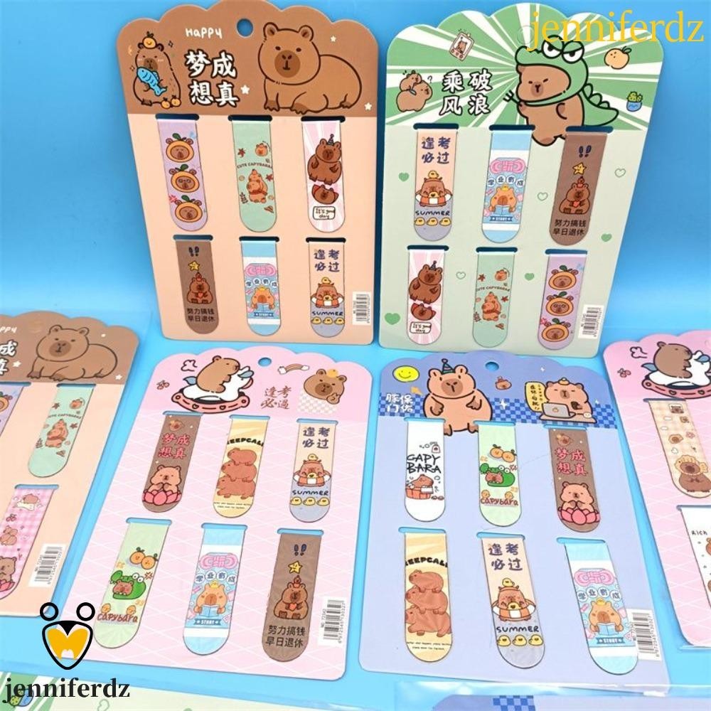 Jenniferdz Capybara หนังสือคลิป, Cinnamoroll สุ่มที่คั่นแม่เหล็ก, หมีสตรอเบอร์รี่แบบพกพา Melody Kuromi การ์ตูนบุ๊คมาร์คเครื่องเขียนของขวัญ