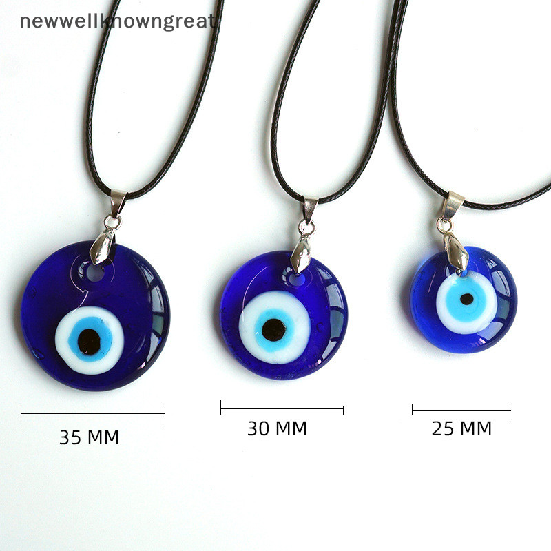 Newwellknowngreat เครื่องประดับย้อนยุคทรงกลมสร้อยคอตาปีศาจ สร้อยคอจี้แก้วตาสีฟ้า CAD