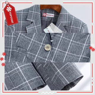 TOPCOAT เสื้อสูทลายสก็อตทรงเข้ารูป (เสื้ออย่างเดียว) Size : XL-5XL