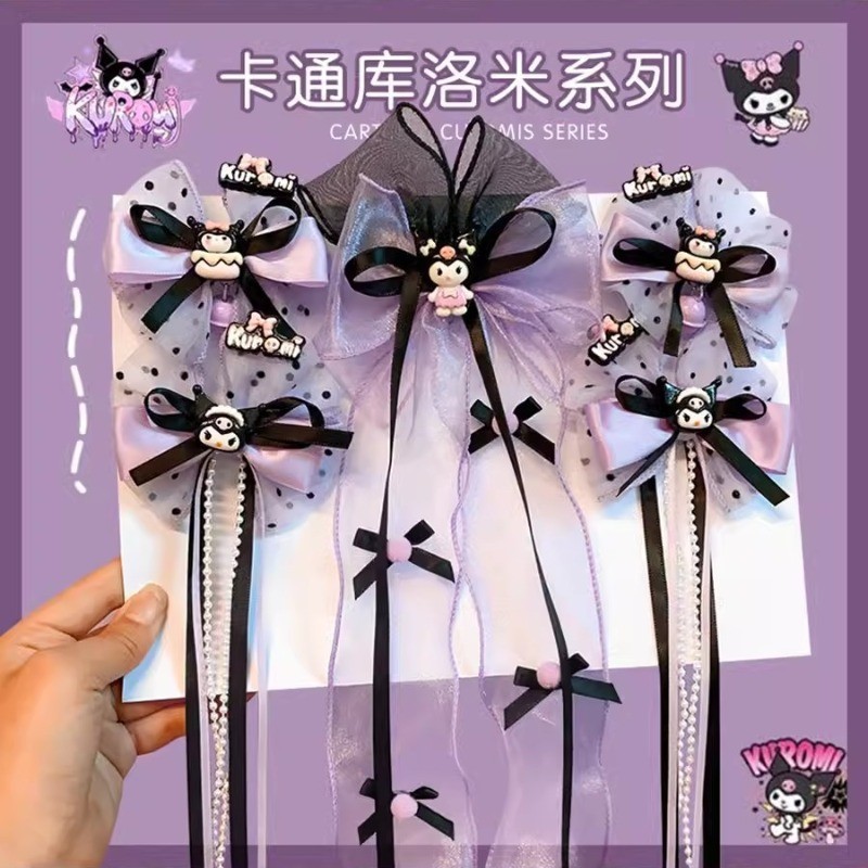 Kawaii Sanrio Y2K อะนิเมะ Kuromi กิ๊บติดผมน่ารัก My Melody Cinnamoroll สาวริบบิ้นโบว์คลิปนักเรียน Hairpin อุปกรณ์เสริมผมของขวัญ
