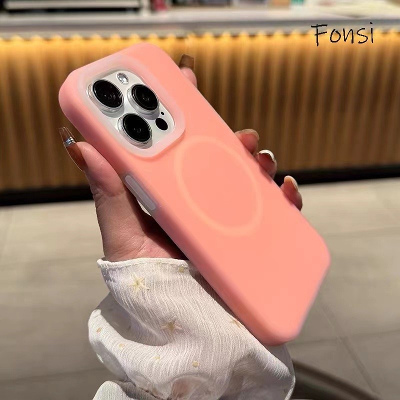 หรูหราfrosted Jellyสีแม่เหล็กกรณีโทรศัพท์อ่อนสําหรับiPhone 15 14 Pro Max 13 12 11 Pro Max 14 Plusปลอกกล้องเลนส์ป้องกันรวมทุกอย่างขอบนุ่มฮาร์ดปกหลังIPhone