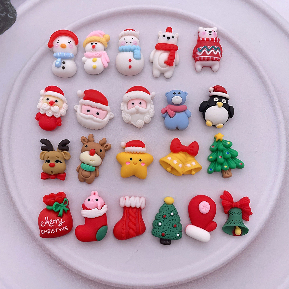 เครื่องประดับเรซินคริสต์มาส DIY ครีมกาวอุปกรณ์เสริมเคสโทรศัพท์คริสต์มาส Snowman Elk Old Man การ์ตูนตกแต่ง