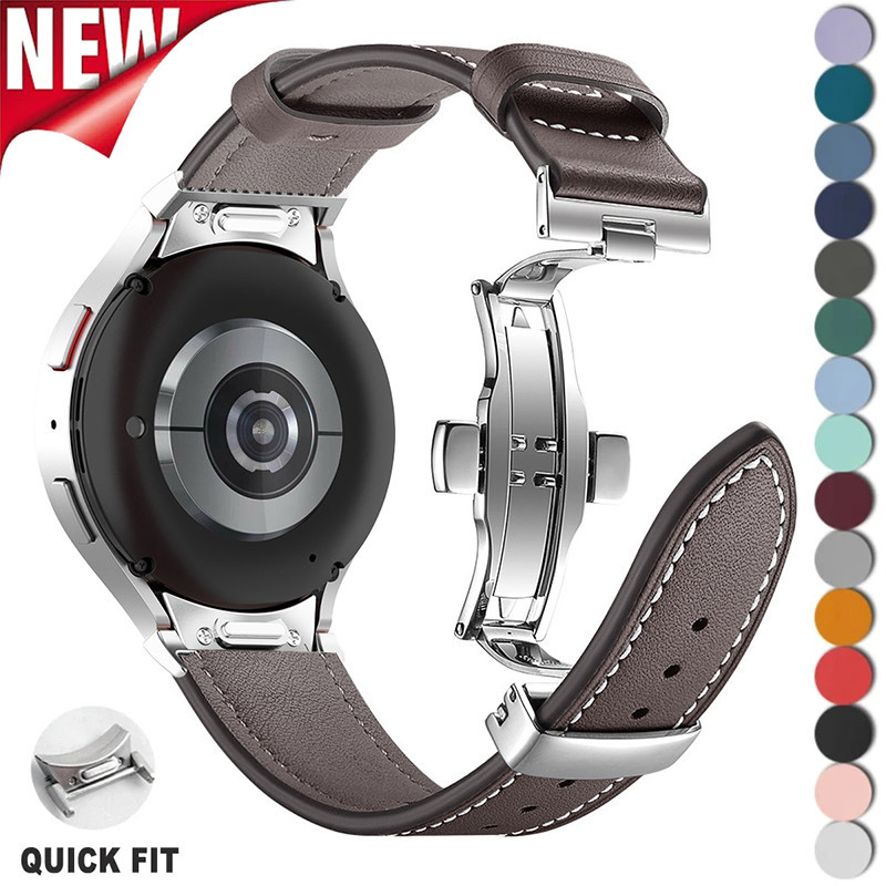 No Gaps สายหนังสําหรับ Samsung Galaxy Watch 6 5 4 40 มม.44 มม.5Pro 45 มม.สร้อยข้อมือธุรกิจสําหรับ Galaxy Watch 4 6Classic 43 มม.47 มม.