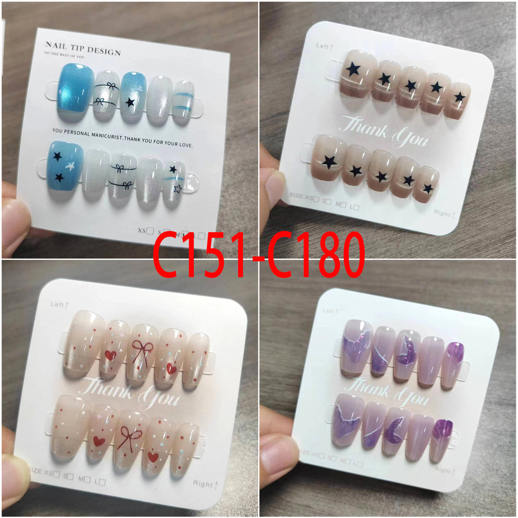 10 ชิ้น/เซ็ตเล็บปลอม Handmade ดาวออกแบบ Cat Eye เล็บปลอมเล็บปลอมพร้อมกาว