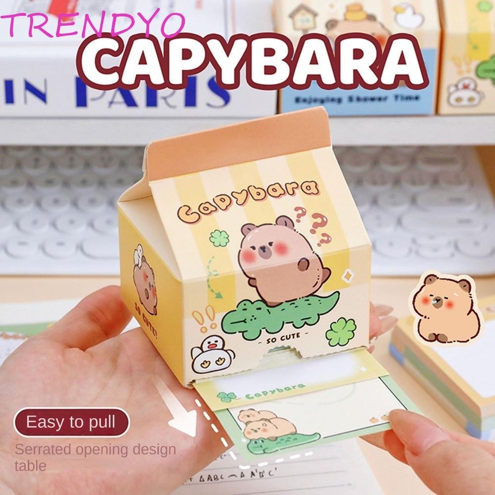 Trendyo Capybara Note Paper, วัสดุกระดาษตกแต่งแท็กการ์ตูน Memo Note Pads, กระดาษบุ๊คมาร์คเครื่องเขียน Creative Kawaii น่ารัก Capybara Memo Pad เครื่องใช้สํานักงาน
