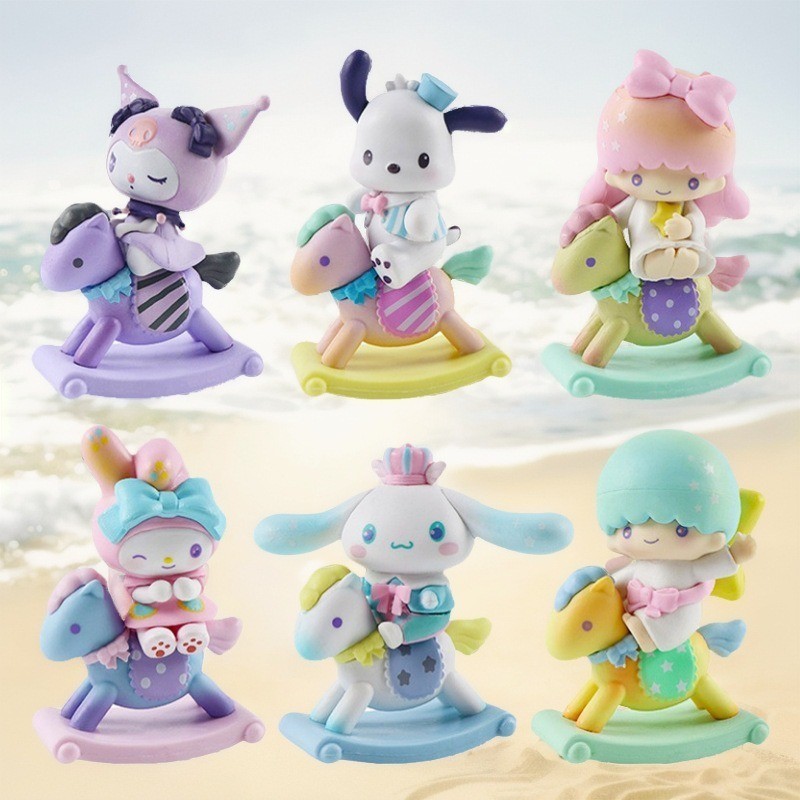 Sanrio Kawaii Kuromi Cinnamoroll My Melody ตัวเลขตุ๊กตา Trojan Horse Series ของเล่นสําหรับสาวของขวัญคริสต์มาส