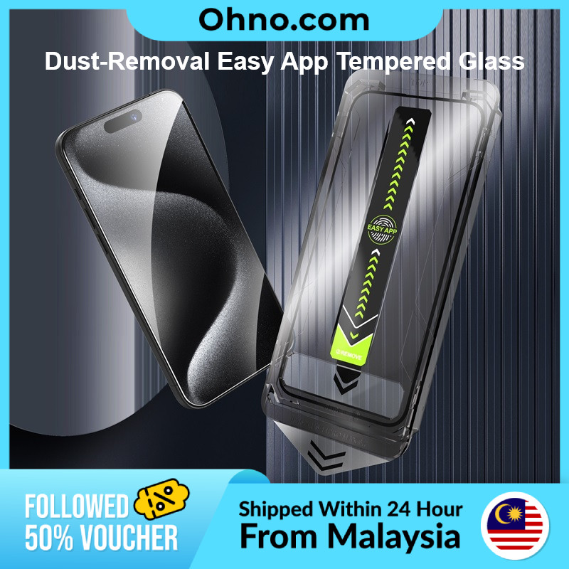 OHMO Dust-Removal Easy App กระจกนิรภัย Anti Spy เต็มหน้าจอเครื่องมือสําหรับ iPhone 16 15 14 13 12 Pr