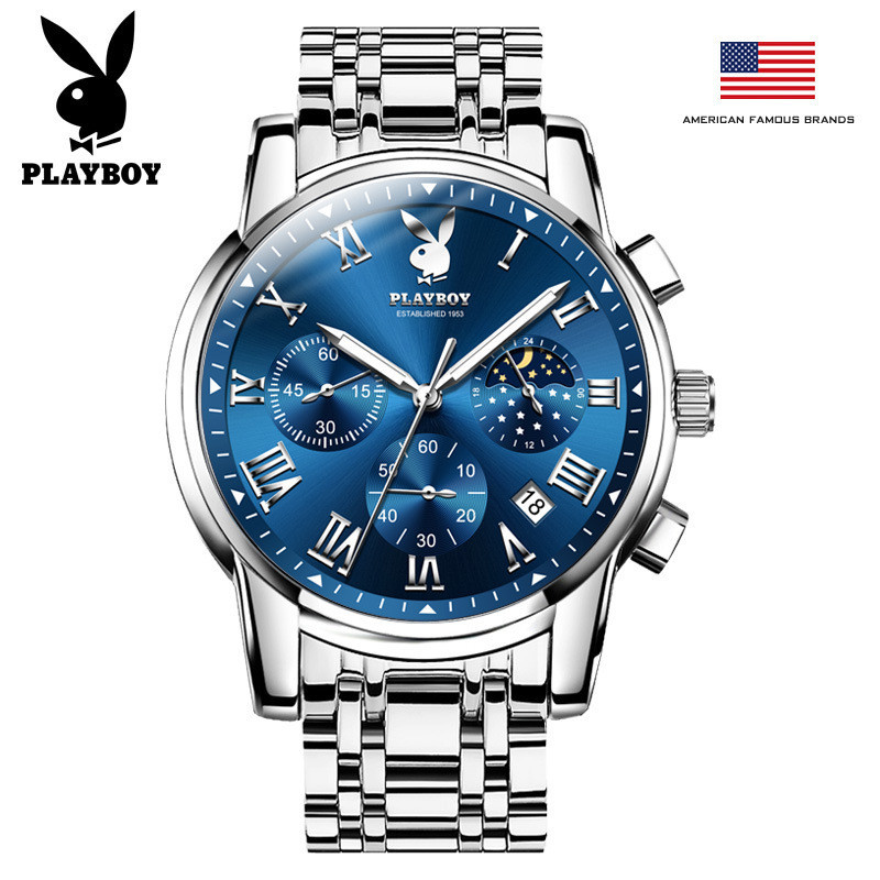 Playboy 3026 Fashion Casual Calendar High-Quality Quartz Watch All-Match Mens Watch (ฟรีกล่องนาฬิกาป