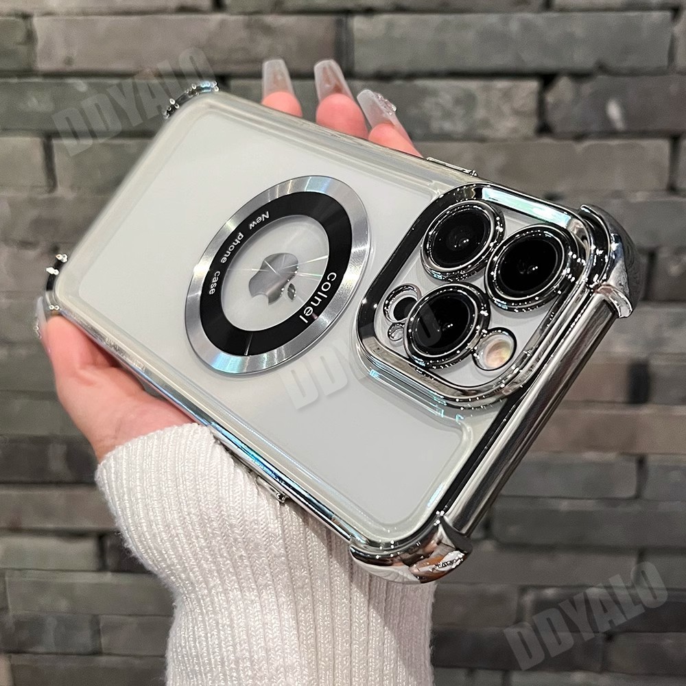 หรูหราชุบแม่เหล็กสําหรับoppo A3 Pro A17 A38 A78 A77 A74 A95 Reno 12F 11F 8T 8z 7z 4G 5Gถุงลมนิรภัยกล้องเลนส์Protectorนุ่มเคสโทรศัพท์กันกระแทกฝาครอบใส