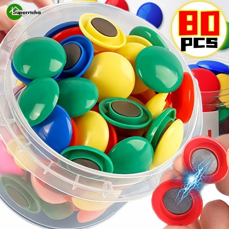 6-80ชิ้น 20/30/40มิลลิเมตรวงกลมแม่เหล็กลูกปัด-ที่มีสีสันตู้เย็นแม่เหล็กสติกเกอร์-ห้องเรียนกระดานดําสติกเกอร์-ทําเอง ตกแต่งแม่เหล็กกระดุม-สํานั