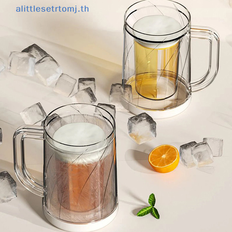 Alittlese Double Wall Freezer Cup Double Wall Glass ถ้วยกาแฟผนังคู่ฉนวนถ้วยเบียร์เครื่องดื่มแช่เย็นถ้วยน้ําหนา TH