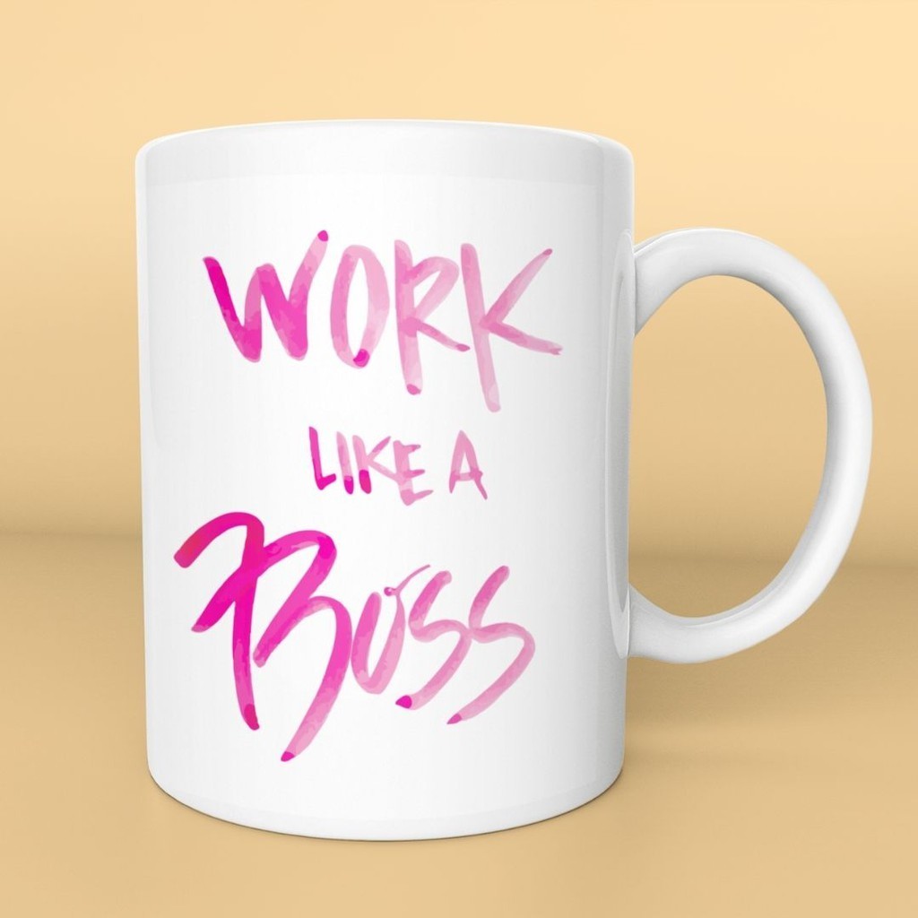 คําคม Work Like A Boss Motif Mug สีชมพู Keko Matougui
