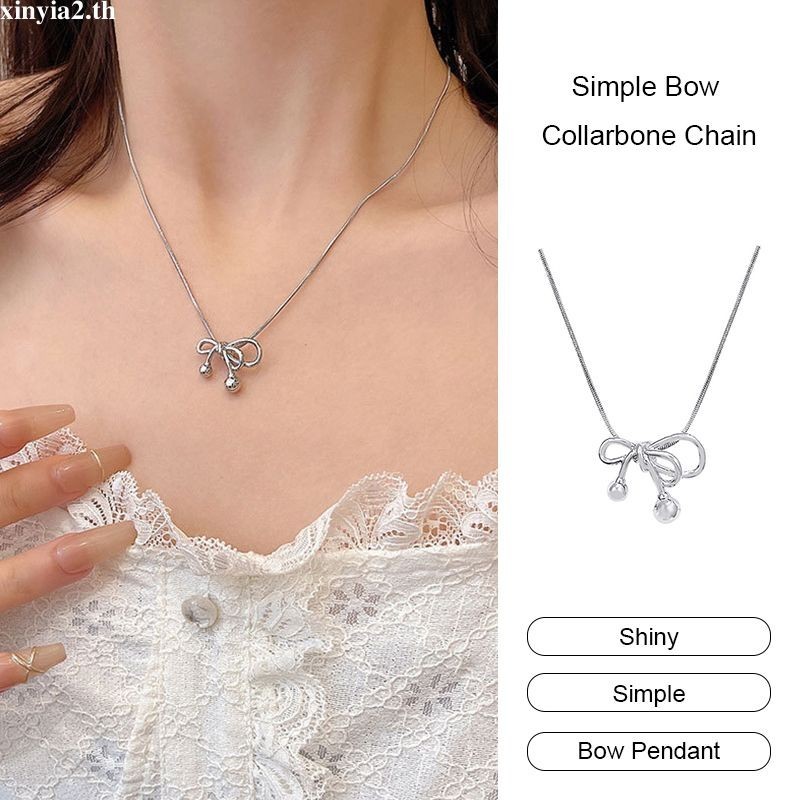 XINYIA2.thSimple Bow Collarbone Chain Girls Niche Sweet Cool สร้อยคอส่วนบุคคลสร้อยคออเนกประสงค์