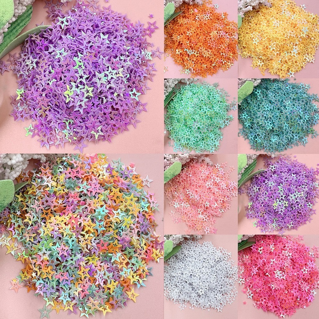 30g ประมาณ 1000 ชิ้น Magic สีเครื่องประดับอุปกรณ์เสริม Hollow ดาวน้อยแฟชั่น 5.2 มม.สเตอริโอลูกปัดเลื่อม PVC Patch Decor