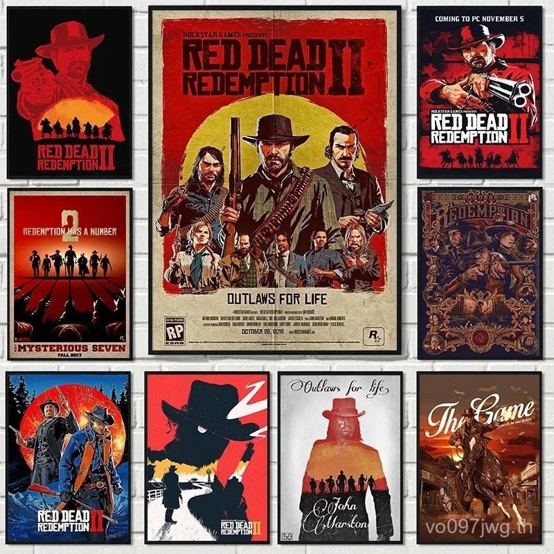 Pop เกม Red Dead Redemption 1/2 Retro Westworld วิดีโอเกมโปสเตอร์ภาพผนังศิลปะภาพวาดผ้าใบ Home Room Decor 9B8D