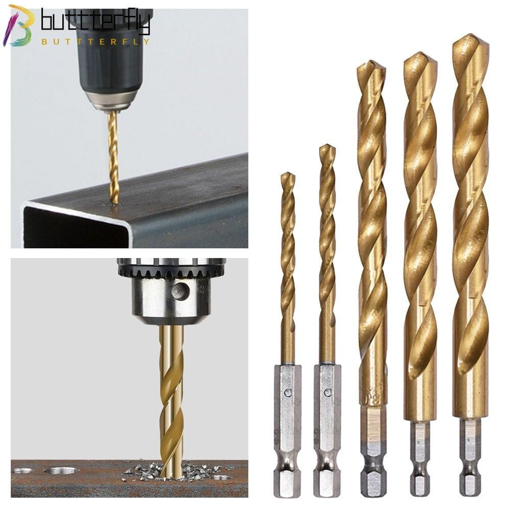 ดอกเจาะ BUTTTERFLY, Cobalt Hex Shank Twist เจาะ, มัลติฟังก์ชั่น 1.5 มม.-10.0 มม. 4241 สว่านบิดเหล็กความเร็วสูงที่เปิดรูสแตนเลส