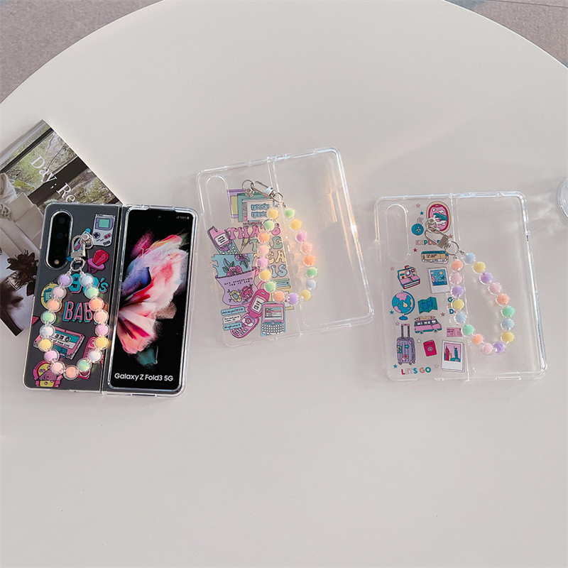 สําหรับ Samsung Galaxy Z Fold 3, Z Fold 4, Z Fold 5, Z Fold 6, เคสโทรศัพท์แบบพับได้รูปแบบฉลาก Nostalgic, PC คุณภาพสูงโปร่งใสฮาร์ดฝาครอบป้องกัน ราคา ถูกที่สุด ดีลบีเคเค แกลเลอรีภาพที่ 3