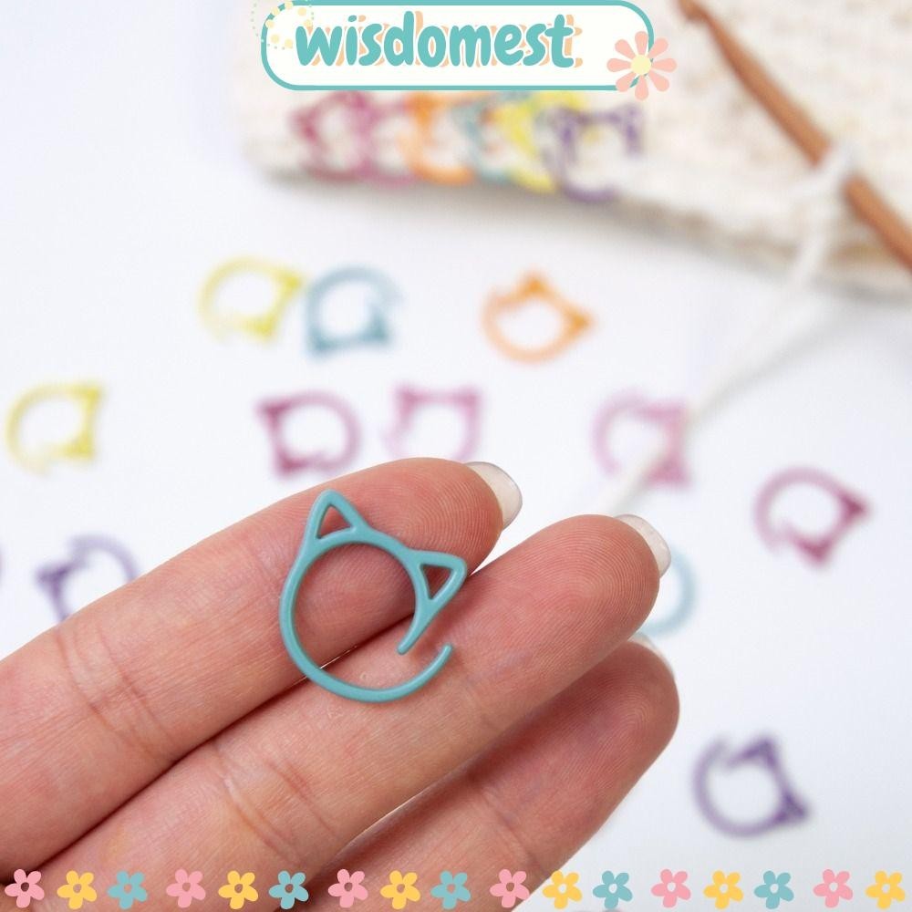 Wisdomest Stitch Lock, อุปกรณ์เสริม DIY Craft Marker เครื่องมือโลหะถัก Stitch Markers, อุปกรณ์เย็บผ้าแหวนล็อคหูแมวรูปร่างโครเชต์ Latch ถักเครื่องมือ