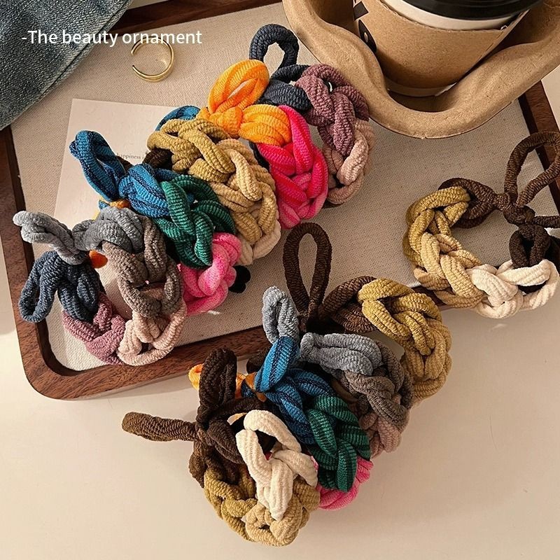 แฟชั่นเกาหลีที่มีสีสันถักผูกผม โดปามีน โบว์ผู้หญิงผมเชือกอุปกรณ์ผม