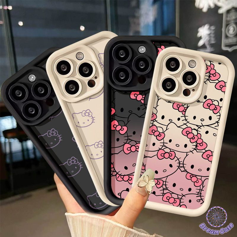 น่ารักคิตตี้โบว์ผูกปมเคส Tpu อ่อนสำหรับ Oppo A78 A53 A35 A57 A12 A38 A18 A16 A3s A17K A7 A58 A77 A17 A33 A15 A54