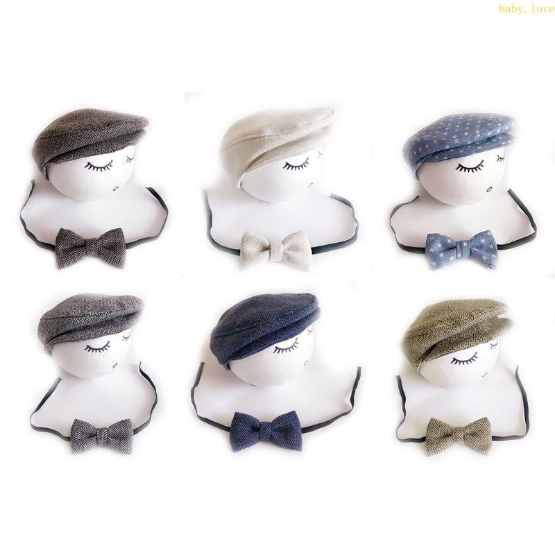 Blove * เด็กทารกแรกเกิดการถ่ายภาพ Props Tie Gatsby หมวก Beret หมวกสําหรับ Photo สําหรับหมวกเครื่องแต่งกาย Prop อุปกรณ์เสริม