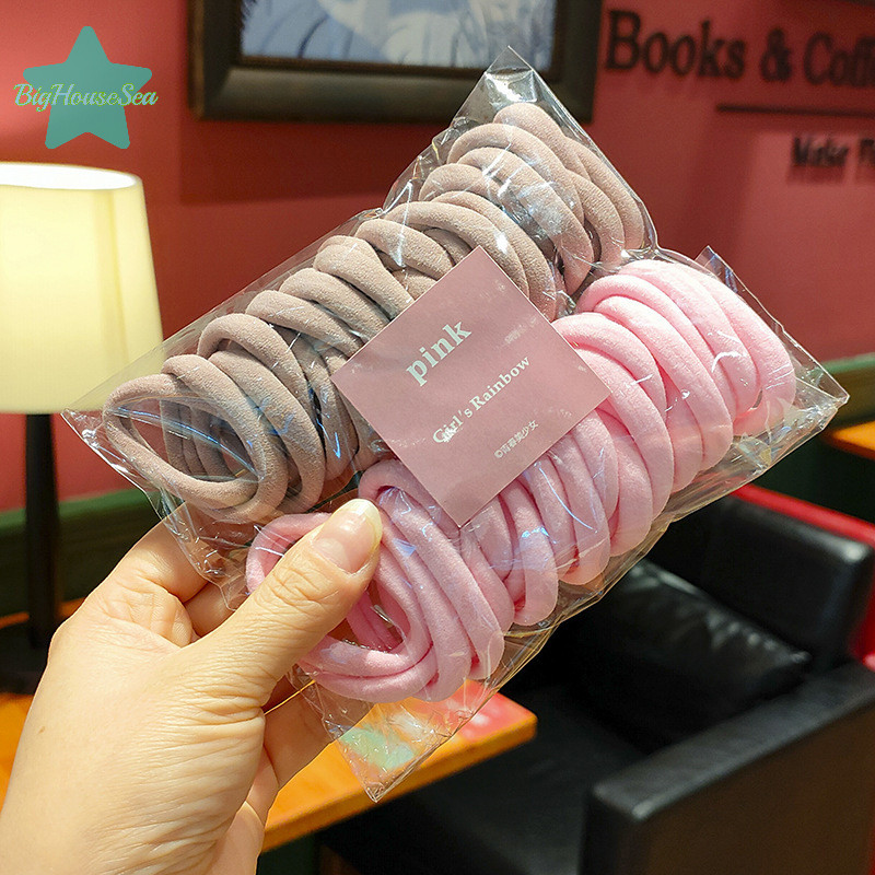 [BigHouseSea] 50 ชิ้น/เซ็ตยางรัดผมแบบยืดหยุ่นเครื่องประดับผมเด็กผู้หญิงไนลอนสีสันสดใสเด็ก Scrunchie ของขวัญใหม่
