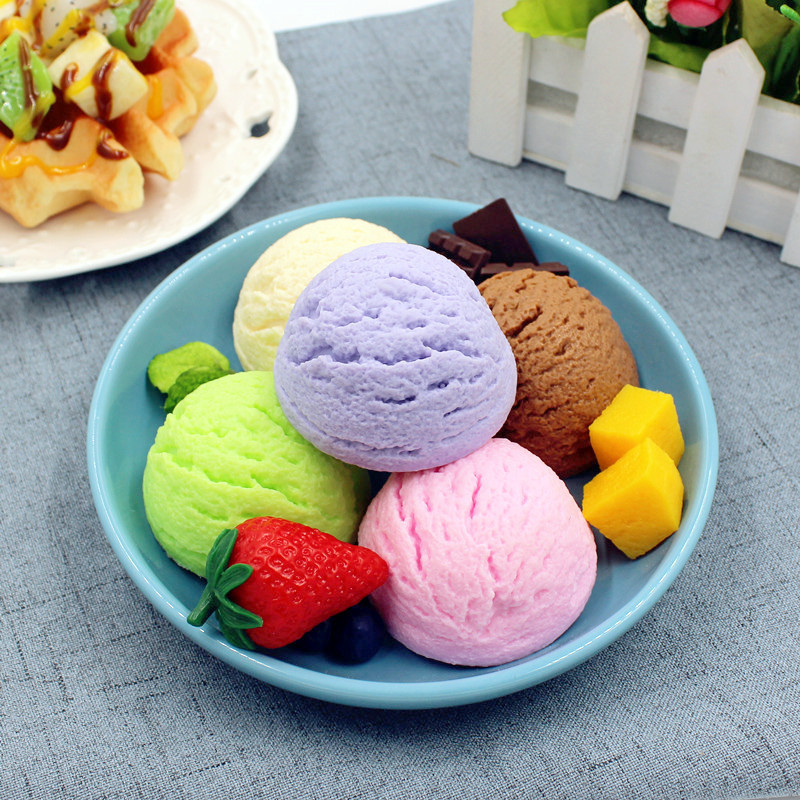 ไอติมเทียมตักอาหารพีวีซีปลอมขนมรุ่นไอศครีมสําหรับร้านค้าบ้านตกแต่งแสดงอุปกรณ์ประกอบฉาก