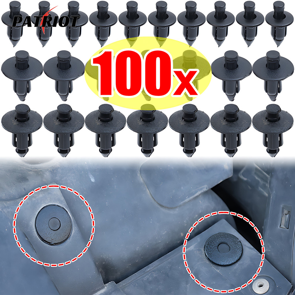 50/100pcs 6/7/8 มม.หมุดพลาสติก - แผงตัดแต่งประตูรถ Retainer - รถจักรยานยนต์ซ่อมอุปกรณ์เสริม - Push Clip Fastener - สกรูแตะตัวเอง - สําหรับตัวรถ, Fender, แผง