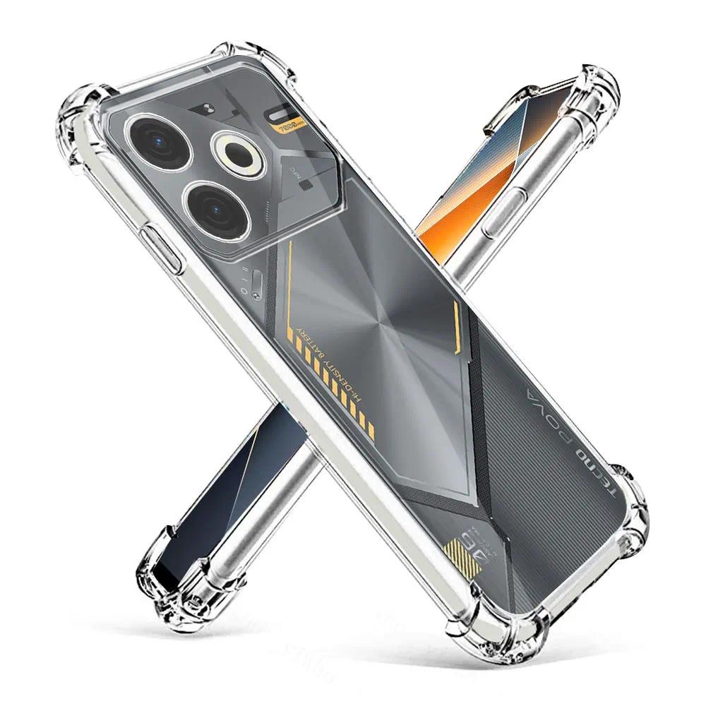 สําหรับ Tecno Pova 6 Neo กรณีกันกระแทกถุงลมนิรภัยซิลิโคนนุ่มเคสโทรศัพท์สําหรับ Tecno Pova 6 Neo Clear ปกหลังป้องกัน Funda