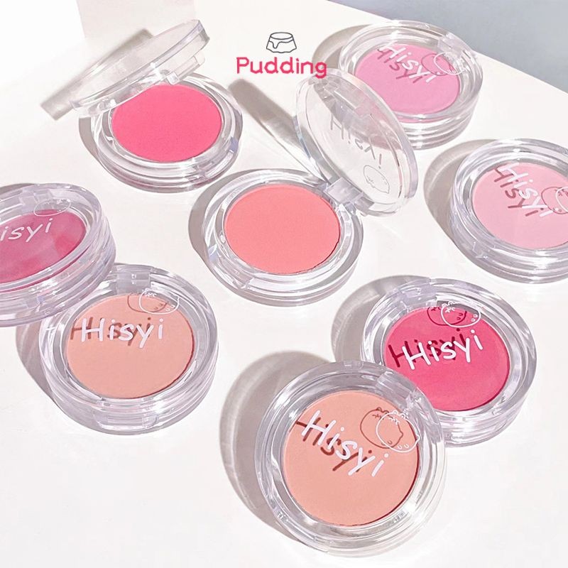 [พุดดิ้ง] Natural Matte Powder Blusher Compact Portable Rouge Brightening Skin Monochrome Powder Blusher