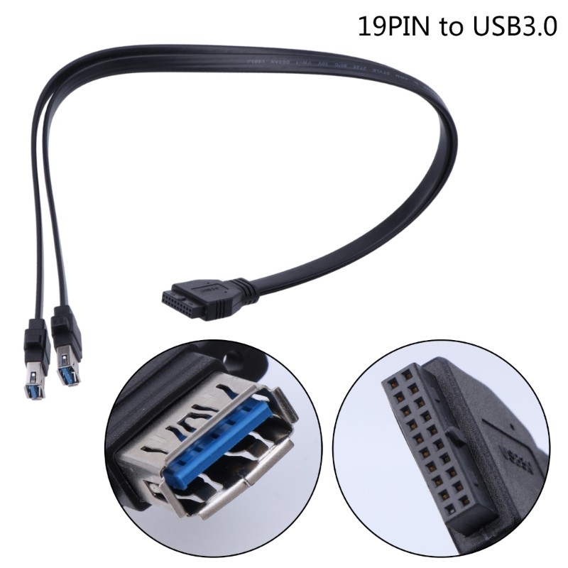 Utake USB Splitter Cable เมนบอร์ด 19Pin to 2 USB 3 0 Extension Cable Shielded Line