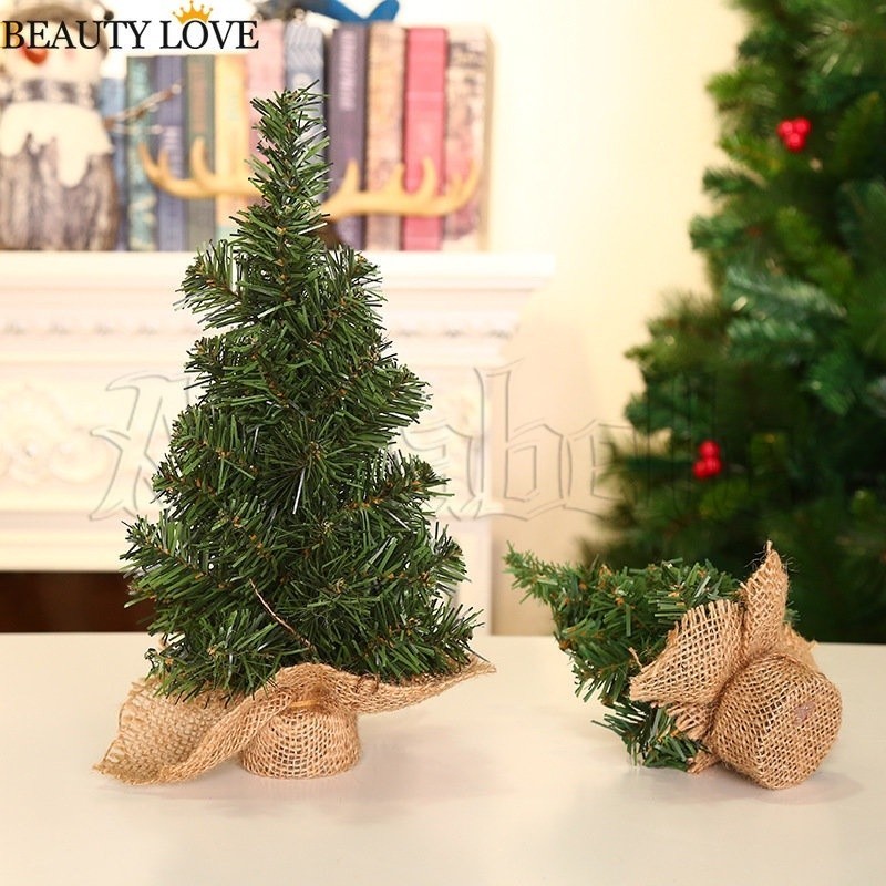 20/30ซม.mini Christmas Tree 7.87/11.81นิ้วMiniature Xmas Tree Decorโต๊ะเดสก์ท็อปDIYพร้อมฐานผ้าลินินPineประดิษฐ์โต๊ะรับประทานอาหารHome Room Mallตกแต่ง[Hot]