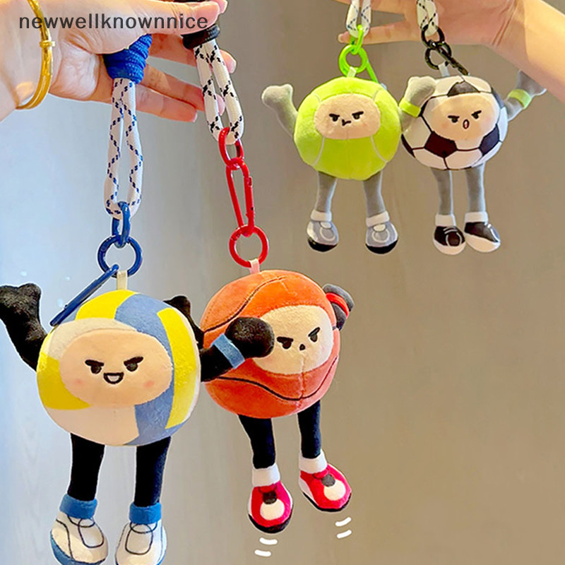 Newwellknownnice Plush Sport Ball ของเล่นพวงกุญแจฟุตบอลวอลเลย์บอลบาสเกตบอลเทนนิสจี้นุ่มน่ารักกีฬาแฟน Ornament TH