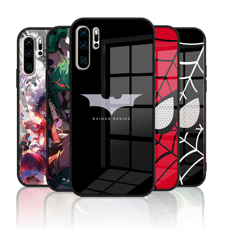 เคสกระจก Huawei P30 P30pro เคสกระจกนิรภัยฮาร์ดฝาหลังขอบซิลิคอนอ่อน