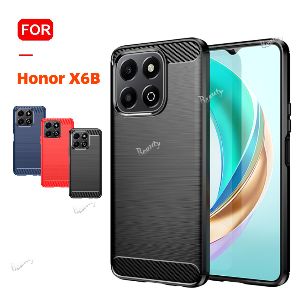 เคสโทรศัพท์สําหรับ Honor X6B 4G Anti-Shock คาร์บอนแปรง TPU กันชน Rugger เกราะ TPU นุ่มสําหรับ Honor 