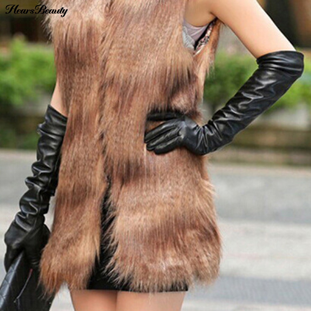 Hea-gloves ถุงมือแขนยาวหนังเทียมกันลมแบบเต็มนิ้วสําหรับช้อปปิ้ง