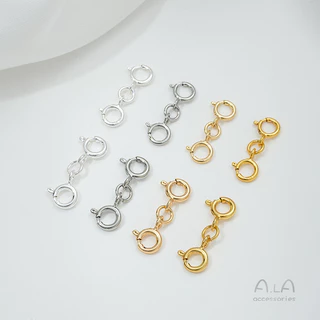 💖ALA เครื่องประดับ DIY💖S925หัวเข็มขัดเงินหัวเข็มขัดสปริงสองหัวสร้อยข้อมือสร้อยคอหัวเข็มขัดสากลอุปกรณ์รักษาสี DIY ทำด้วยมือเครื่องประดับตกแต่ง【ข้อมือ/สร้อยคอ/จี้คอ/จี้ DIY】
