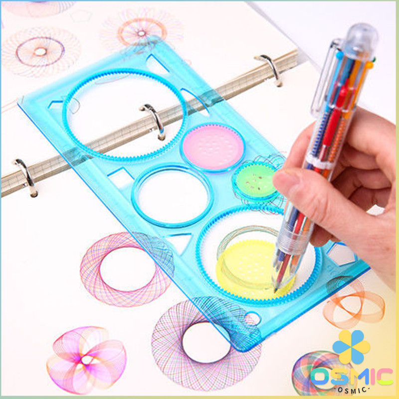 MIC ไม้บรรทัดวาดลวดลาย ไม้บรรทัดรูปทรงเรขาคณิต วาดรูปดอกไม้ สวยงาม ฝึกสมอง ruler set