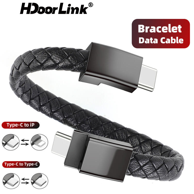 Hdoorlink แบบพกพา USB สร้อยข้อมือสายชาร์จสําหรับ Huawei Samsung Micro USB/Type C/IOS ข้อมูลสาย USB C Charger สร้อยข้อมือสําหรับผู้หญิงผู้ชาย 7-7.7 นิ้ว