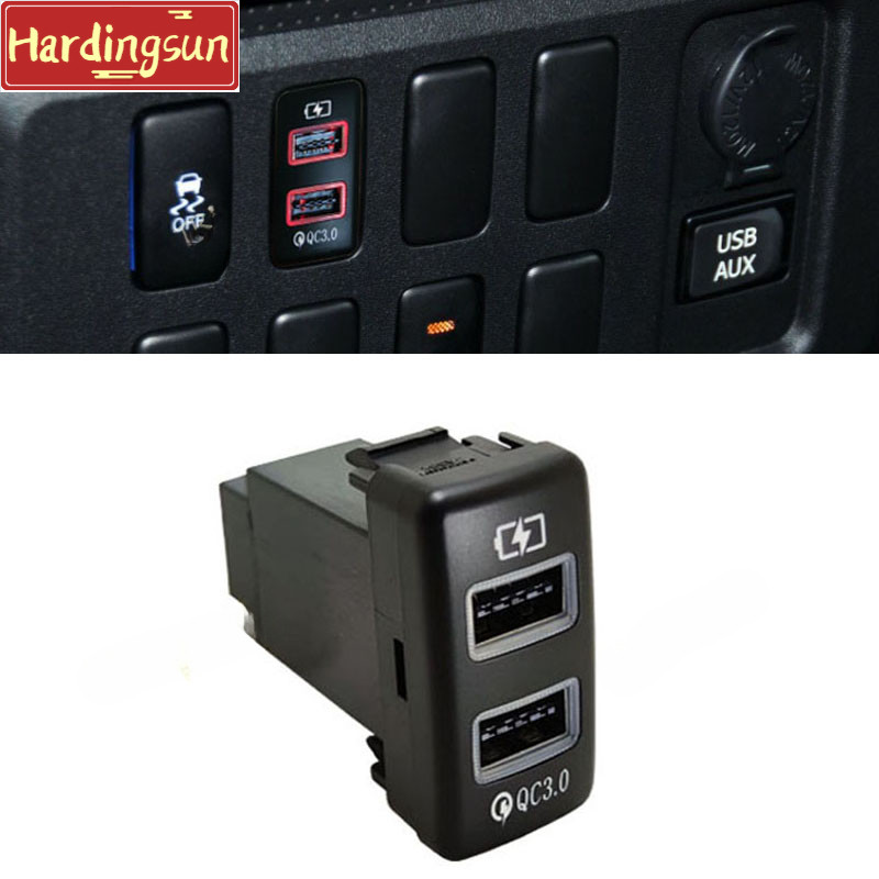 สีแดง LED Quick Charge Car Charger Dual QC3.0 อินเทอร์เฟซ USB ซ็อกเก็ต Fast Car Charger สําหรับ Toyo