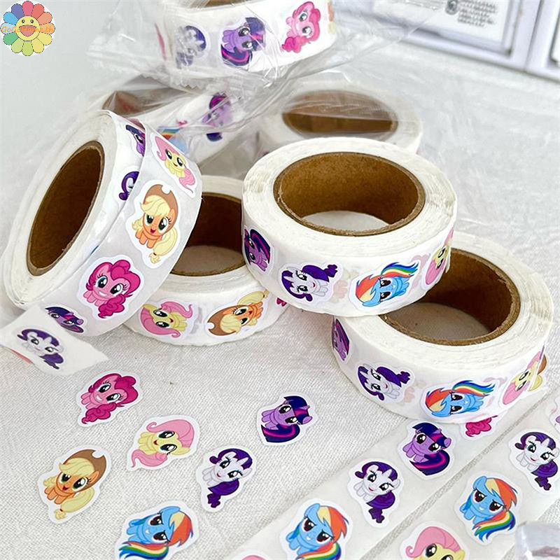 Gogo 500 ชิ้น/ม้วนการ์ตูน My Little Pony สติกเกอร์น่ารักบัญชีมือสติกเกอร์ของเล่นถ้วยน้ําโน้ตบุ๊คตกแต่งสติกเกอร์ปิดผนึก TH