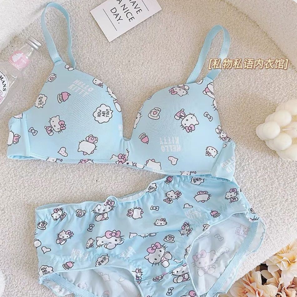 Hello Kitty Girl Bra ที่ไม่มีสายหนัง katie Anti-SLIP Small breast Push-Up ชุดชั้นในน่ารัก Sweet ราคา ถูกที่สุด ดีลบีเคเค แกลเลอรีภาพที่ 2