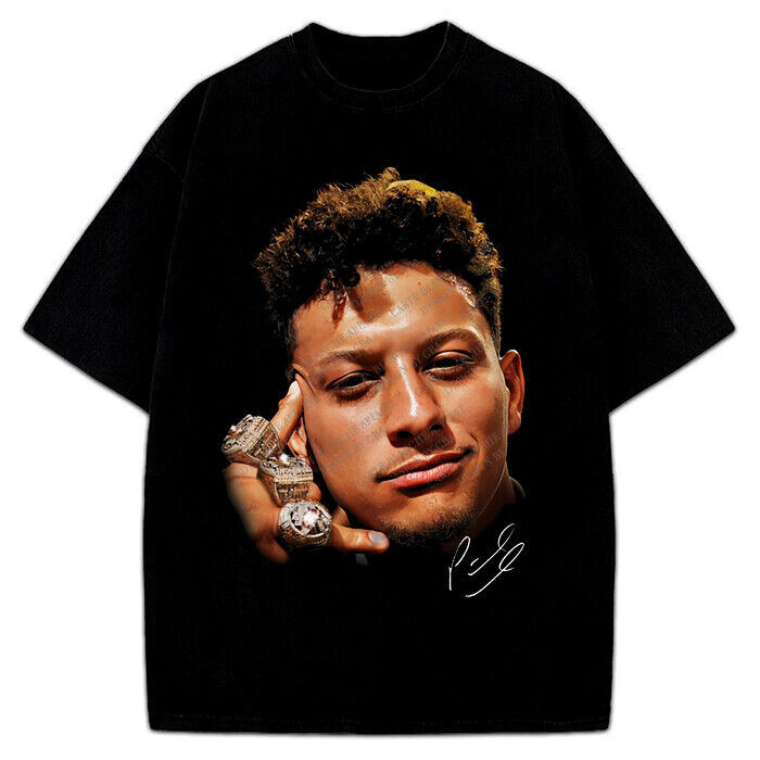 Patrick Mahomes Tshirt Superbowl Champ 3 แหวน Greatest Of All Time Goat Tee