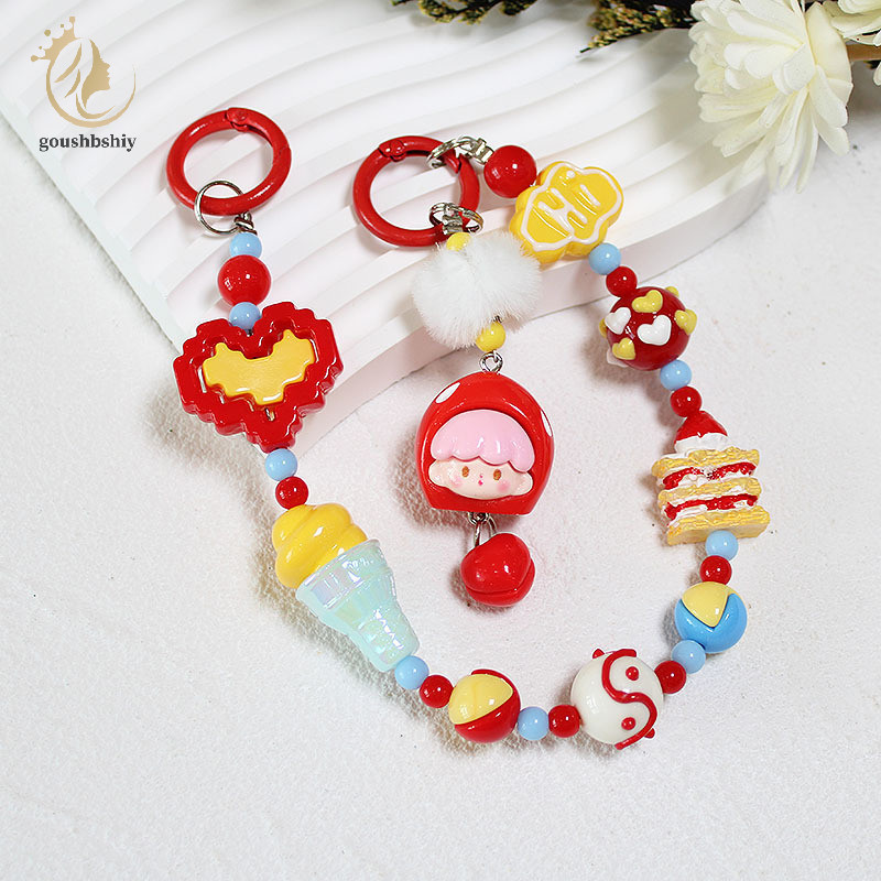 [goushbshiy] สีสัน POPMart Dopamine Fruity Grains ห่วงโซ่โทรศัพท์น่ารักเชือกเส้นเล็ก Anti Lost Hand Bracelet พวงกุญแจกระเป๋า Charm Girl Gift TH