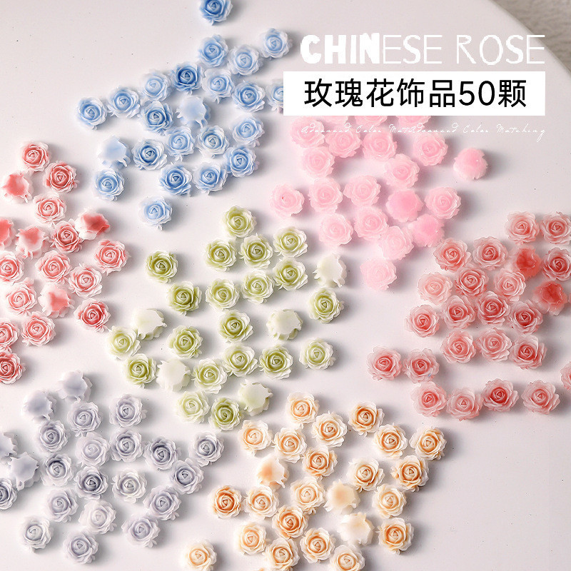50 ชิ้น Black Mountain Camellia Camellia เครื่องประดับ S สามมิติGradient Sculpture Roses Slower เรซิ่นผสม Rose of Journey
