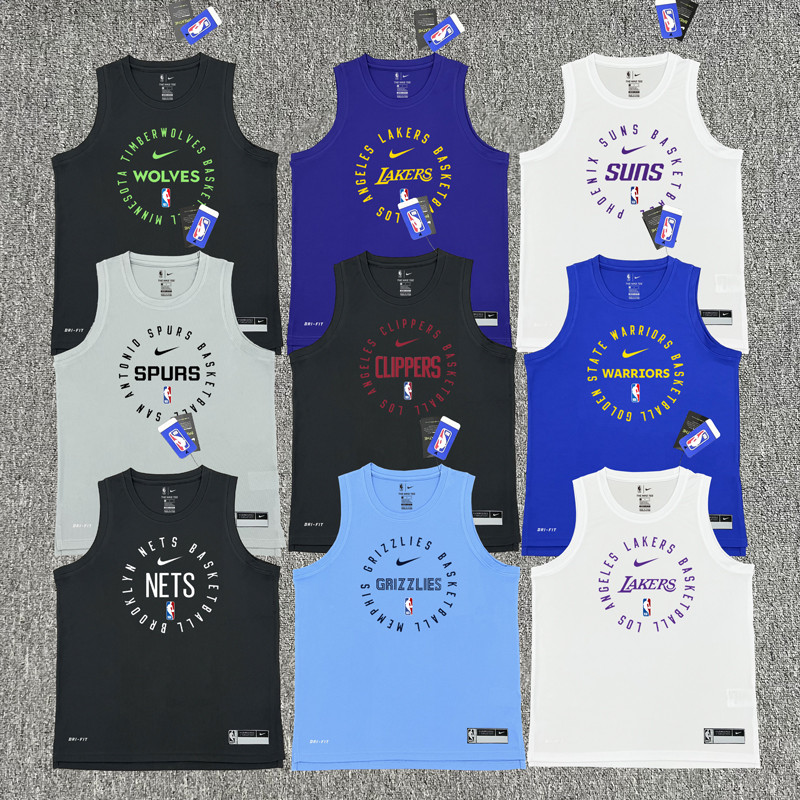 2425nba เสื้อฤดูกาลใหม่ Warriors Nets Lakers Lone Rangers เสื้อกั๊กฝึกซ้อมบาสเกตบอล Quick-Drying เสื้อยืดแขนกุด James Curry Edwards Tatum Warm-Up กีฬายิงชุด