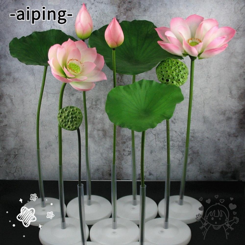 Aiping ดอกไม้ประดิษฐ์, เสาดอกไม้ประดิษฐ์ภูมิทัศน์ดอกบัวประดิษฐ์, เมล็ดบัวใบบัวคุณภาพสูง, ดอกบัวศิลปะดอกไม้